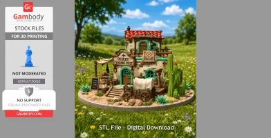 Desert Trading Post Fantasy Western Village STL File for 3D Print