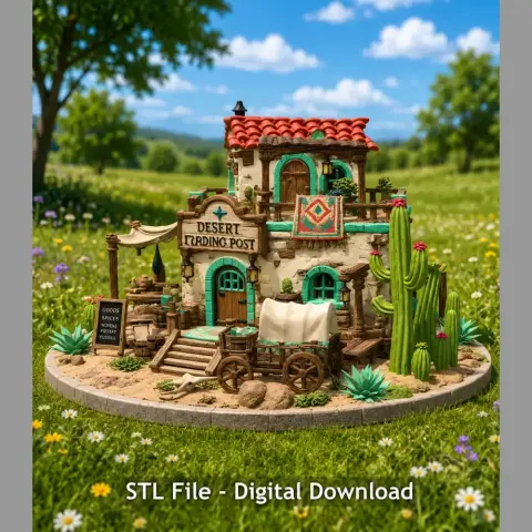 Desert Trading Post Fantasy Western Village STL File for 3D Print