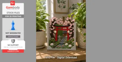 Sakura Sanctuary Book Nook STL File for 3D Print