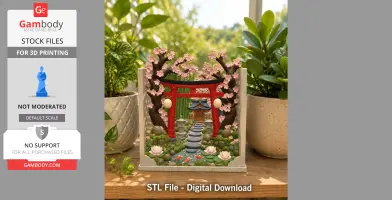Sakura Sanctuary Book Nook STL File for 3D Print
