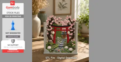 Sakura Sanctuary Book Nook STL File for 3D Print