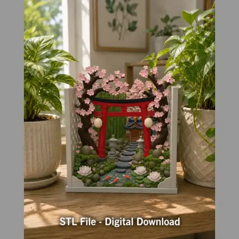 Sakura Sanctuary Book Nook STL File for 3D Print