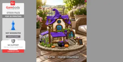 Lavender Witch Apothecary Cottage STL File for 3D Print