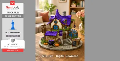 Lavender Witch Apothecary Cottage STL File for 3D Print
