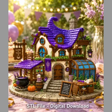 Lavender Witch Apothecary Cottage STL File for 3D Print