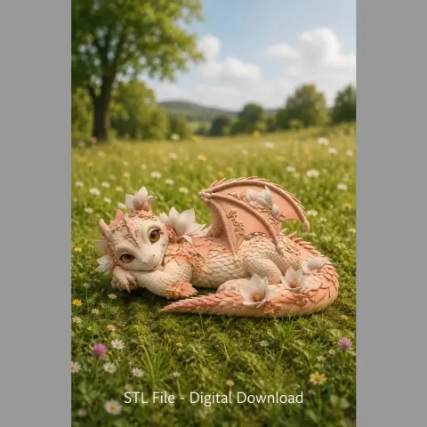 Peach Baby Blossom Dragon STL File for 3D Print