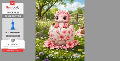 Cherry Blossom Baby Dragon in Egg STL File for 3D Print