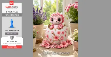 Cherry Blossom Baby Dragon in Egg STL File for 3D Print