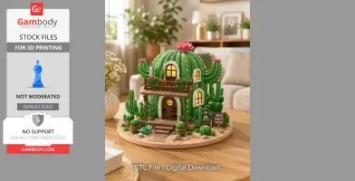 Cactus Cottage House STL File for 3D Print