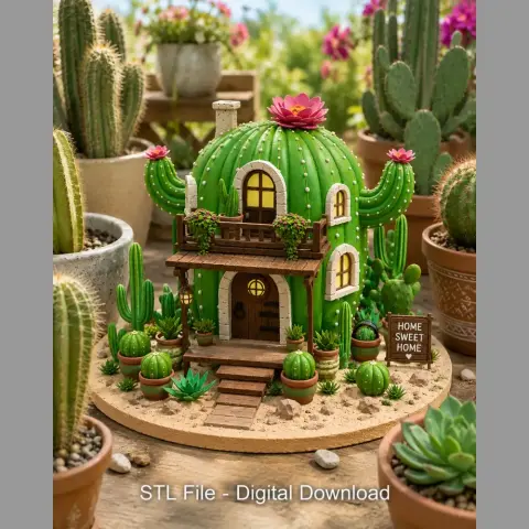Cactus Cottage House STL File for 3D Print