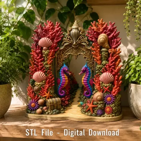 Coral Seahorse Fantasy Gateway STL File for 3D Print