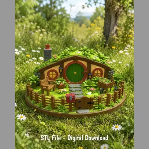 Cozy Hobbit Garden Cottage STL File for 3D Print