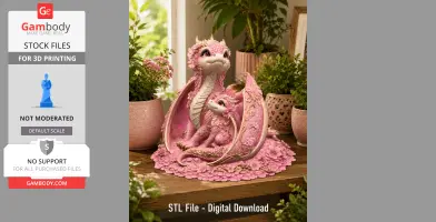 Cherry Blossom Dragon Family STL File for 3D Print