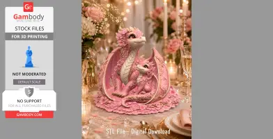 Cherry Blossom Dragon Family STL File for 3D Print