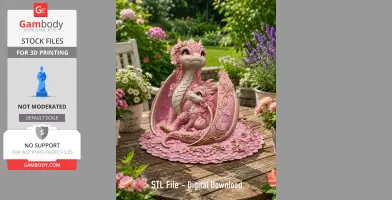Cherry Blossom Dragon Family STL File for 3D Print