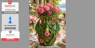 Emerald Rose Dragon Vase STL for 3D Print