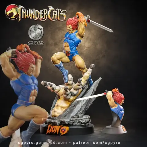 Lion-O Spartan Jump Thundercats 3D Model for Printing Collectible Statue
