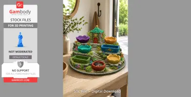 Fantasy Village Jewelry Organizer STL File for 3D Print