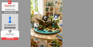 Pirate Treasure Island Shipwreck STL File for 3D Print