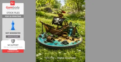 Pirate Treasure Island Shipwreck STL File for 3D Print