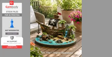 Pirate Treasure Island Shipwreck STL File for 3D Print