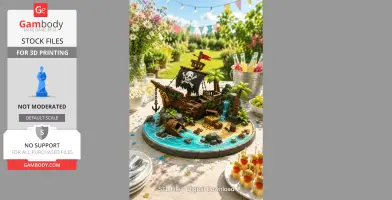 Pirate Treasure Island Shipwreck STL File for 3D Print