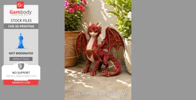 Crimson Rose Dragon STL File for 3D Print