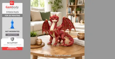 Crimson Rose Dragon STL File for 3D Print