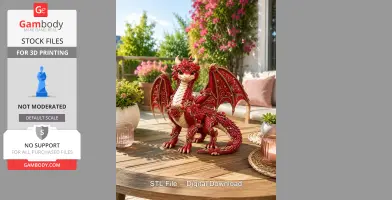 Crimson Rose Dragon STL File for 3D Print