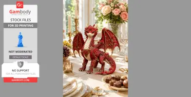Crimson Rose Dragon STL File for 3D Print