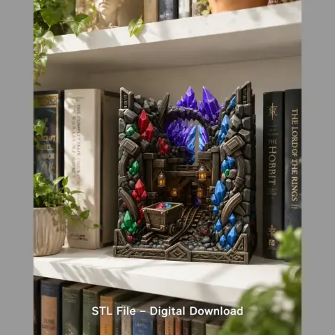 Fantasy Mining Tunnel Book Nook STL File for 3D Print