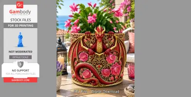 Ruby Rose Dragon Planter STL File for 3D Print