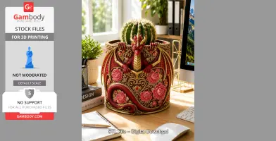 Ruby Rose Dragon Planter STL File for 3D Print