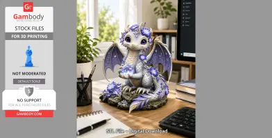 Cute Moonlight Dragon with Crystal Orb STL File for 3D Print