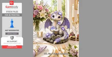 Cute Moonlight Dragon with Crystal Orb STL File for 3D Print