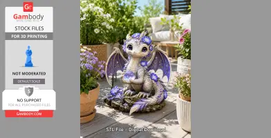 Cute Moonlight Dragon with Crystal Orb STL File for 3D Print
