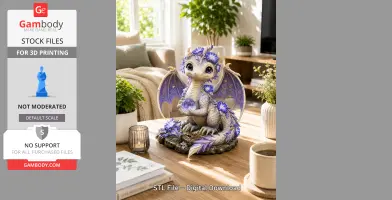 Cute Moonlight Dragon with Crystal Orb STL File for 3D Print