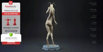 Alien-like worm creature with antennae standing on a round base, designed for 3D printing.