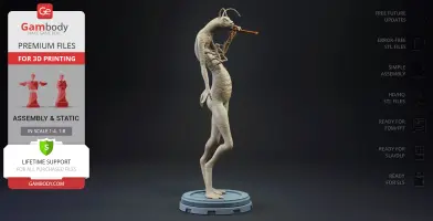 Anthropomorphic worm character standing confidently with a cigarette, on a round base.