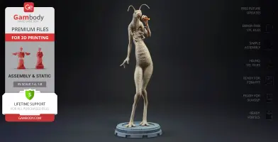 An alien worm-like creature standing on a circular platform, holding a cigar with a relaxed pose.