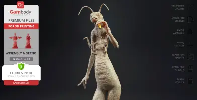 An alien-like worm creature with antennae and a lit cigarette from 'MIB,' standing and posed for 3D printing.