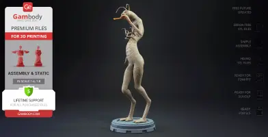 Alien creature model holding a cigar, standing on a round base, designed for 3D printing.