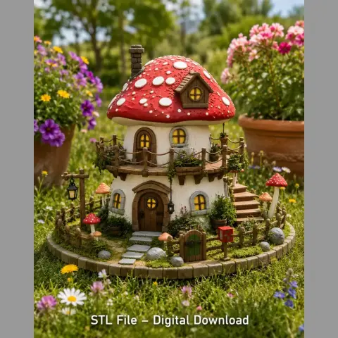 Enchanted Mushroom Cottage STL File for 3D Print