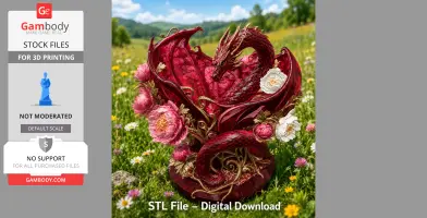 Crimson Blossom Dragon Bowl STL File for 3D Print
