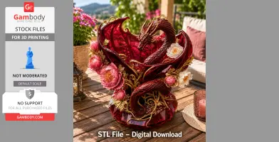 Crimson Blossom Dragon Bowl STL File for 3D Print