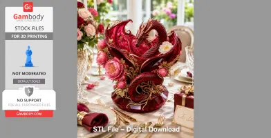 Crimson Blossom Dragon Bowl STL File for 3D Print