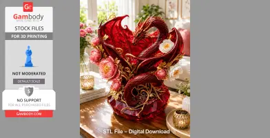 Crimson Blossom Dragon Bowl STL File for 3D Print