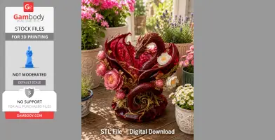 Crimson Blossom Dragon Bowl STL File for 3D Print