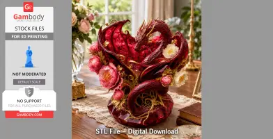 Crimson Blossom Dragon Bowl STL File for 3D Print