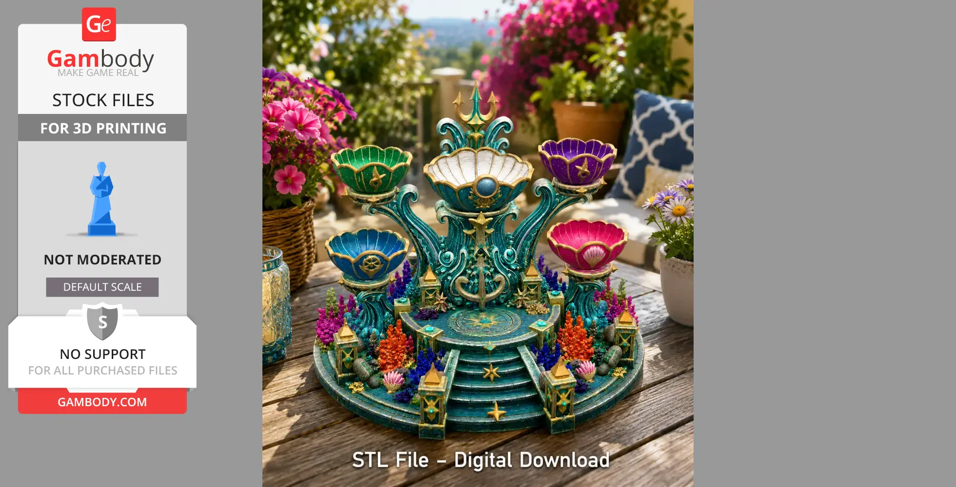 Ornate oceanic-themed organizer with colorful shell-shaped compartments and marine details.